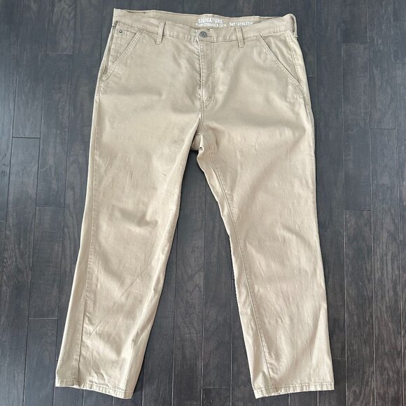 Levis Signature Men's Beige 40W x 30L Athletic Fit Chino Pants - Picture 1 of 16